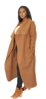 LONG BELTED WATERFALL COAT